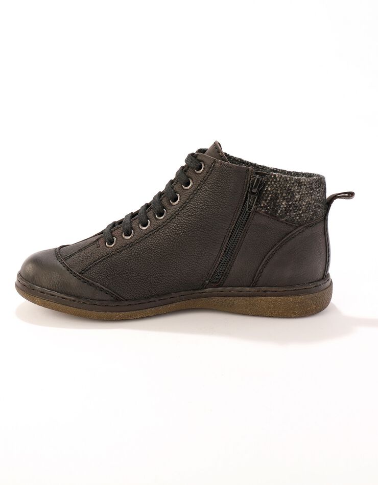 Boots détente lacées et zippées en cuir  (noir)