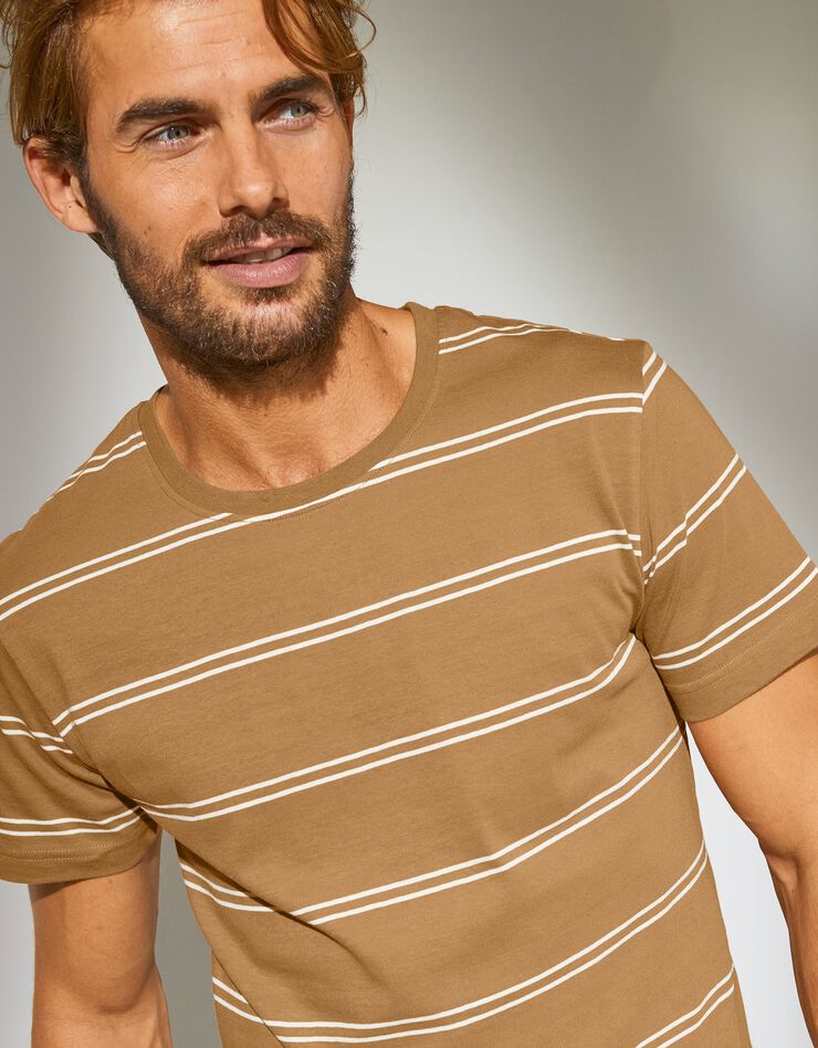 Tee-shirt rayé manches courtes (ocre)