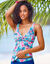 Haut de tankini drapé imprimé Bawa - forme foulard (aqua / rose)