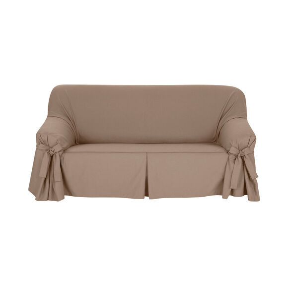 Housse bachette coton uni nouettes fauteuil canapés (taupe)