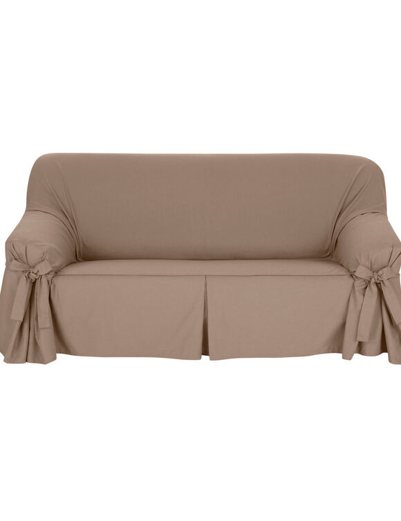 Housse bachette coton uni nouettes fauteuil canapés (taupe)