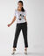 Pantalon 7/8&egrave;me fusel&eacute; ray&eacute; (noir / blanc)