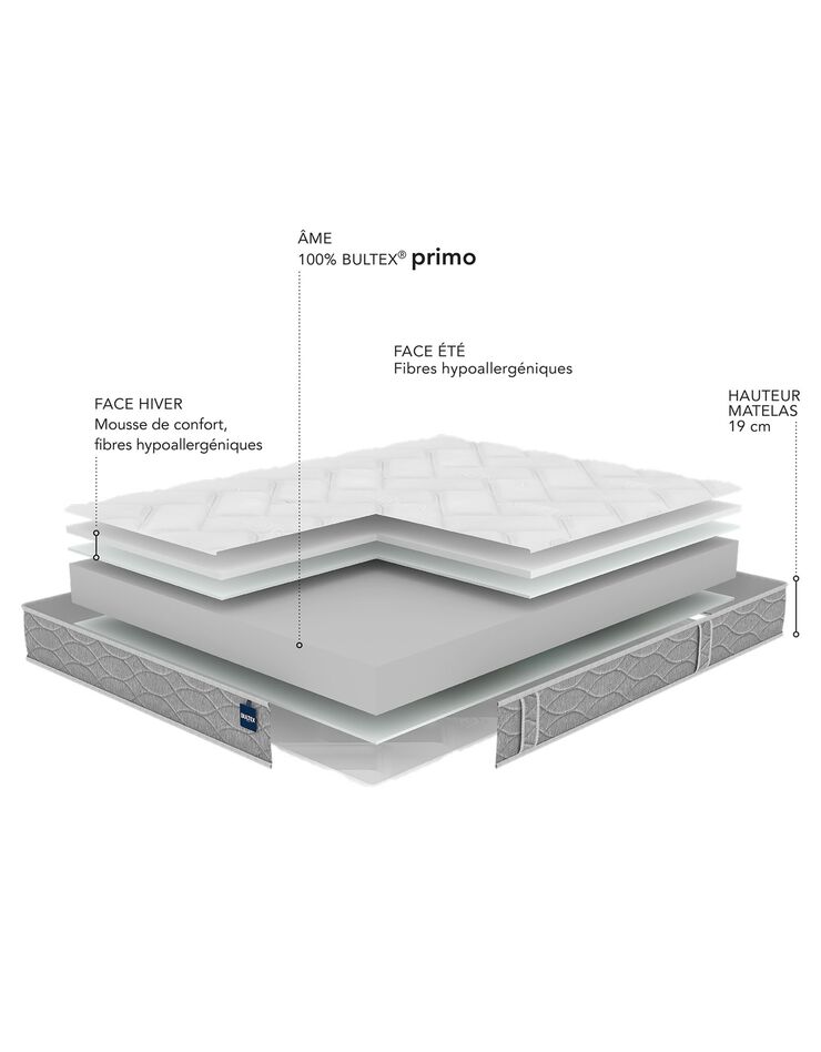 Matelas mousse Primo Bultex® 19 cm (blanc / gris)