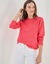 Pull col rond, maille fantaisie (rose)