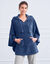 Poncho à capuche, maille polaire toucher peluche (bleu)
