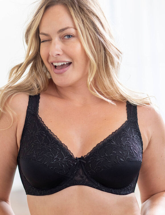 Soutien-gorge forme minimiseur avec armatures en microfibre et tulle brod&eacute; - lot de 2 (blanc + noir)