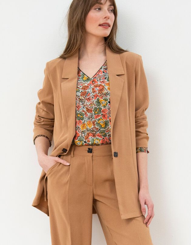 Veste blazer fluide manches longues (caramel)