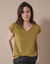T-shirt col V, maille fantaisie brillante (bronze)