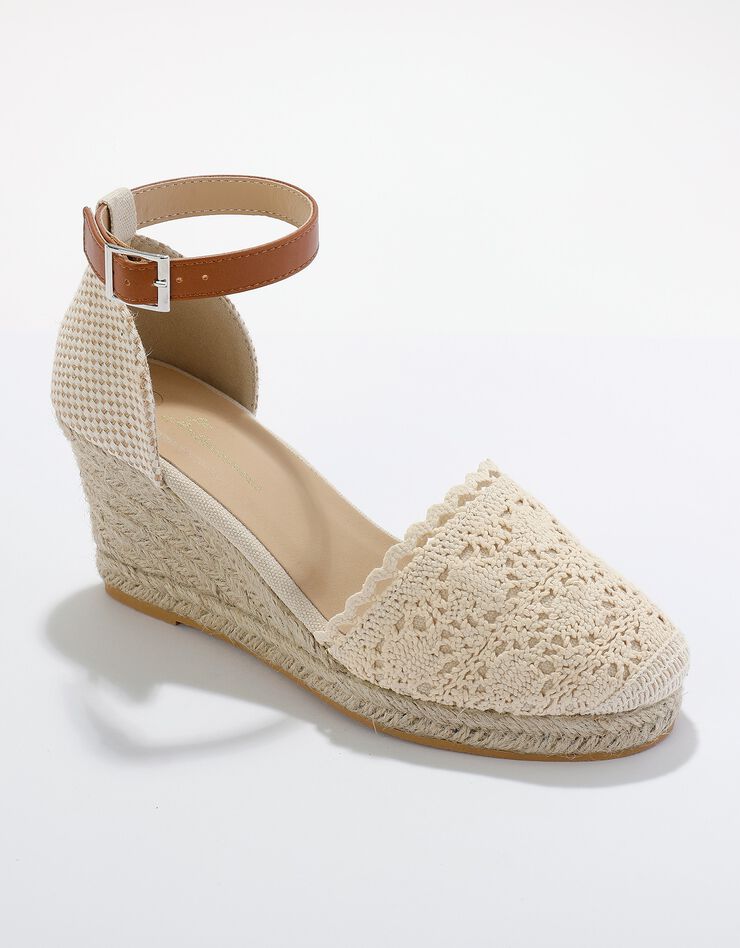 Sandales compensées macramé semelle corde (écru) Sandales compensées macramé semelle corde (écru)