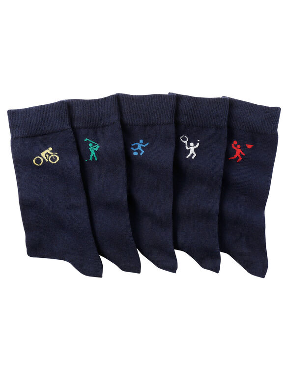 Mi-chaussettes fantaisie "sport" - lot de 5 paires (marine)