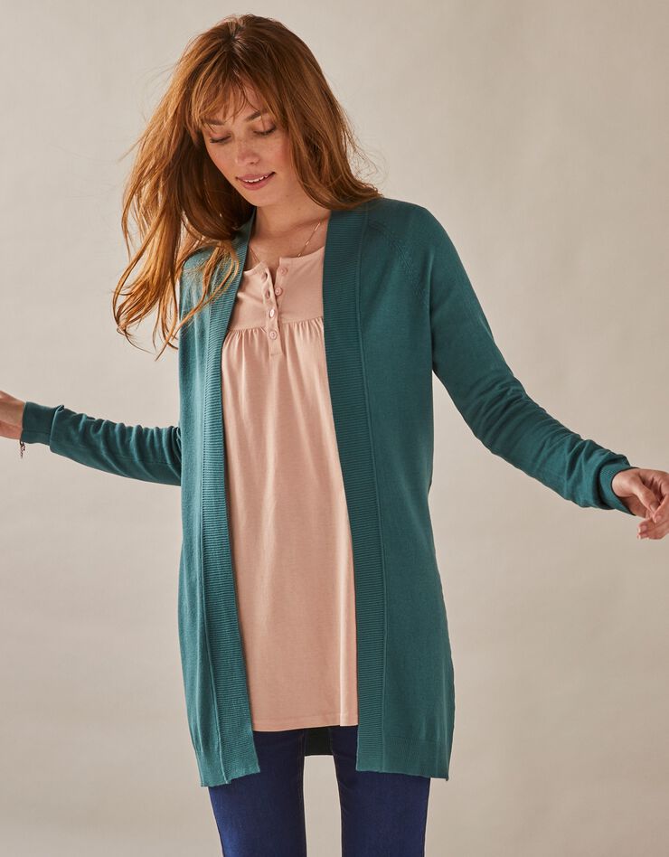 Gilet long porter ouvert (vert grisé) Gilet long porter ouvert (vert grisé)