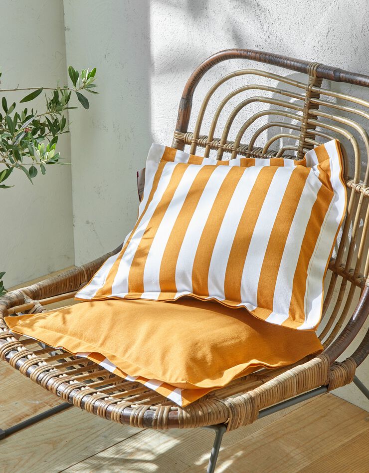 Housse de coussin rayée, collection Ninole - lot de 2 (jaune / blanc)