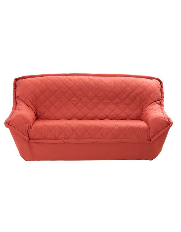 Housse bachette matelassée coton uni fauteuils canapés accoudoirs (terracotta)