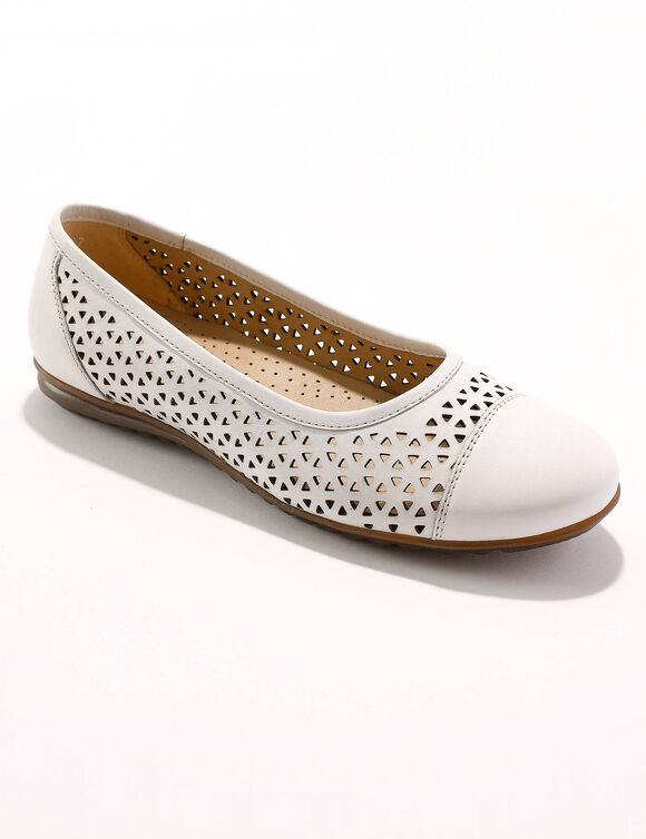 Ballerine cuir ajouré (blanc)