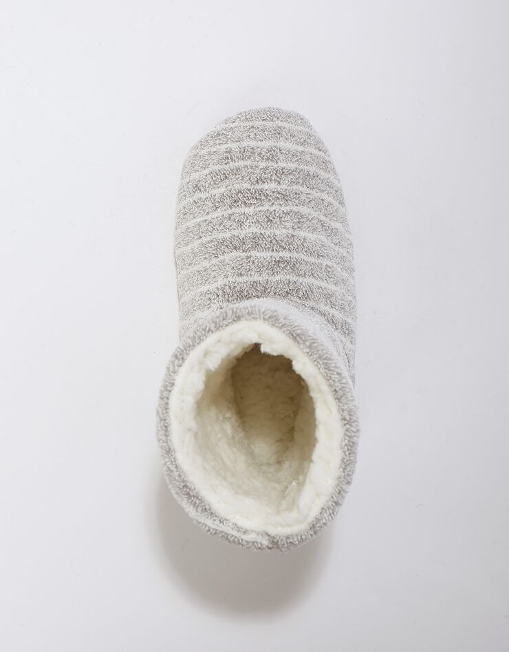 Chaussons bottillons souples fourrés en fausse fourrure - rayés (gris) Chaussons bottillons souples fourrés en fausse fourrure - rayés (gris)