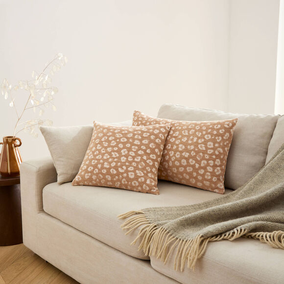 Housse de coussin jacquard l&eacute;opard - lot de 2 (naturel)