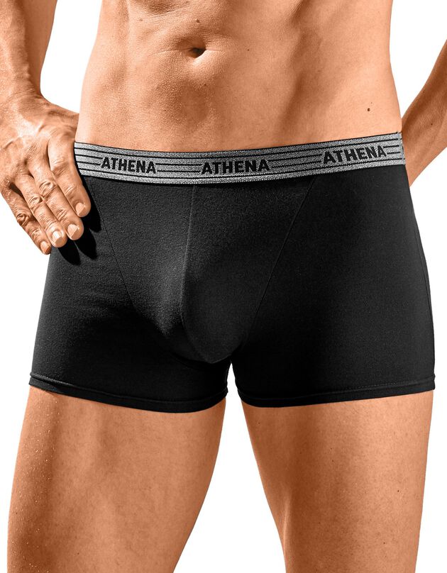 Boxer Basic Coton - lot de 4 (noir + bleu)
