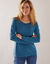 T-shirt col rond manches longues uni (bleu prusse)