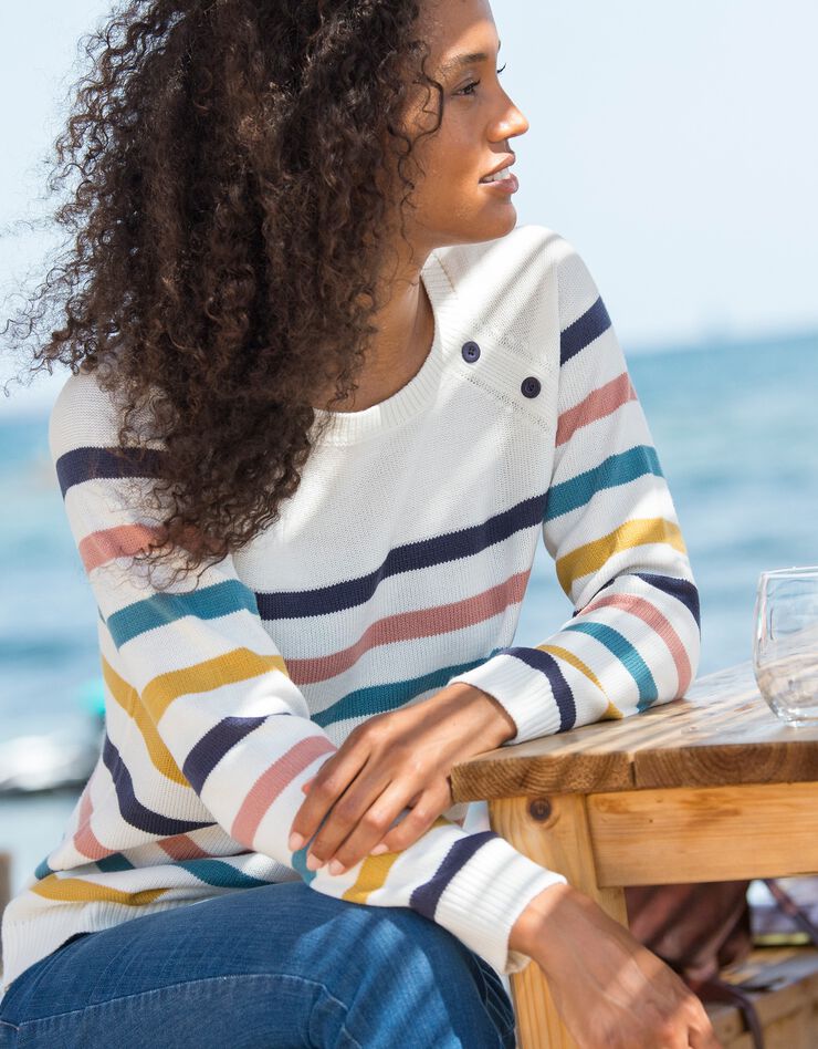 Pull marinière manches longues rayé (blanc / multicolore)