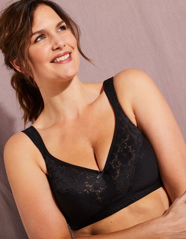 Soutien-gorge en dentelle et maille noir - sans armatures (noir) Soutien-gorge en dentelle et maille noir - sans armatures (noir)