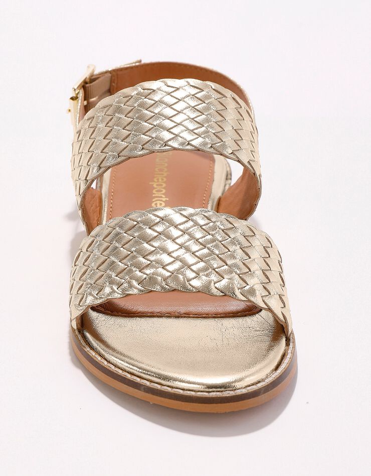 Sandales plates en cuir tressé  (doré)