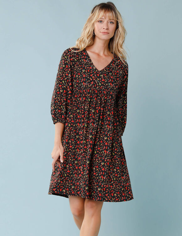 Robe spécial Petites manches 3/4 imprimée (noir / multicolore)