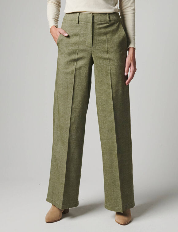 Pantalon large en tweed (kaki)