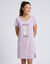 Chemise de nuit courte coton imprim&eacute; gu&eacute;pard "Graou Club", manches courtes (parme)