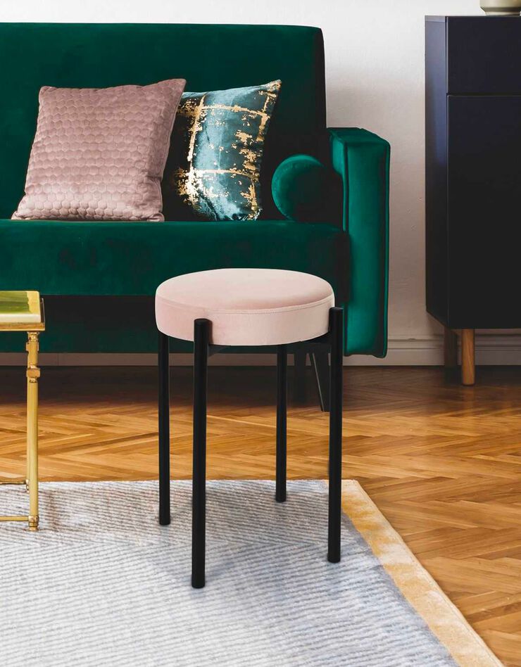 Tabouret empilable - revêtement velours (rose)