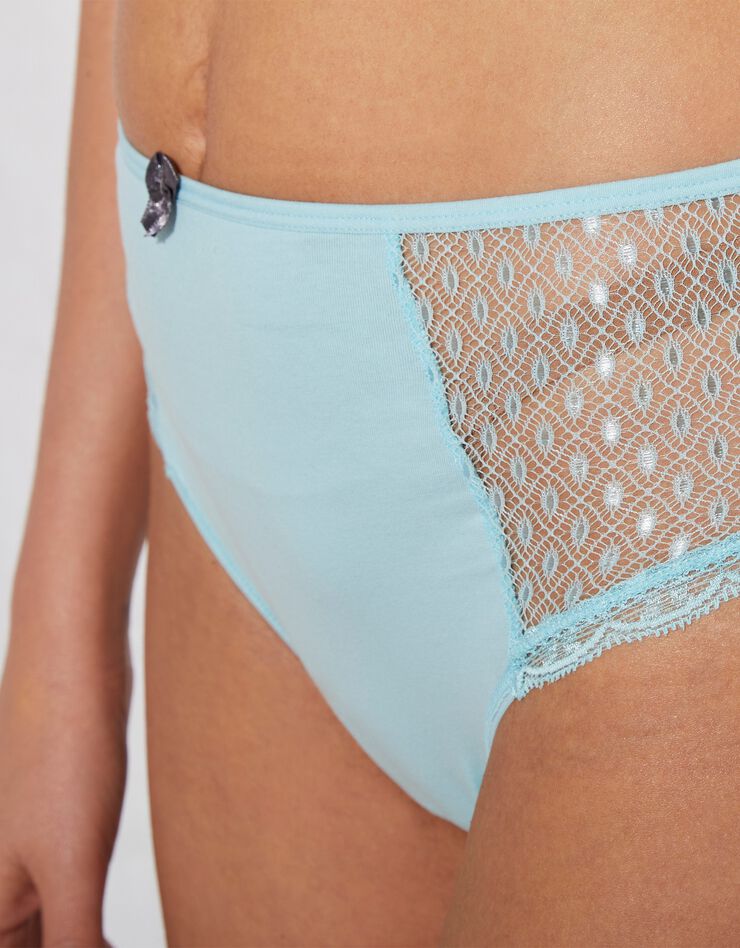 Culotte maxi dentelle coton uni Tropea - lot de 4 (bleu + gris)