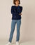 Pull col rond maille anglaise (marine)