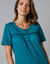 Chemise de nuit longue manches courtes unie (émeraude)