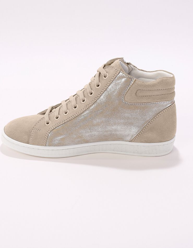 Baskets montantes en croûte de cuir - beige irisé (beige irisé)