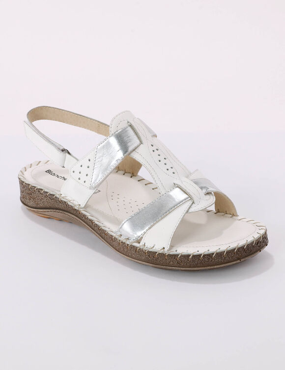 Sandales bicolores en cuir extra souple (blanc)
