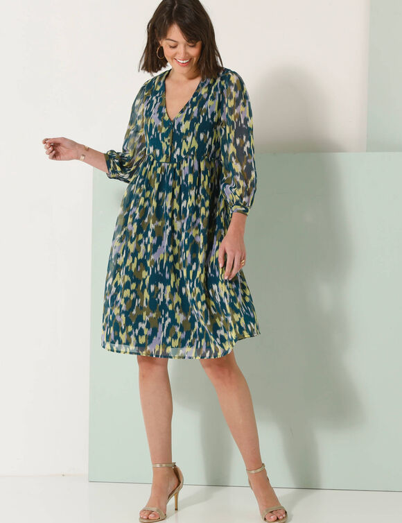 Robe imprimé peau de bête, voile (kaki / anis)