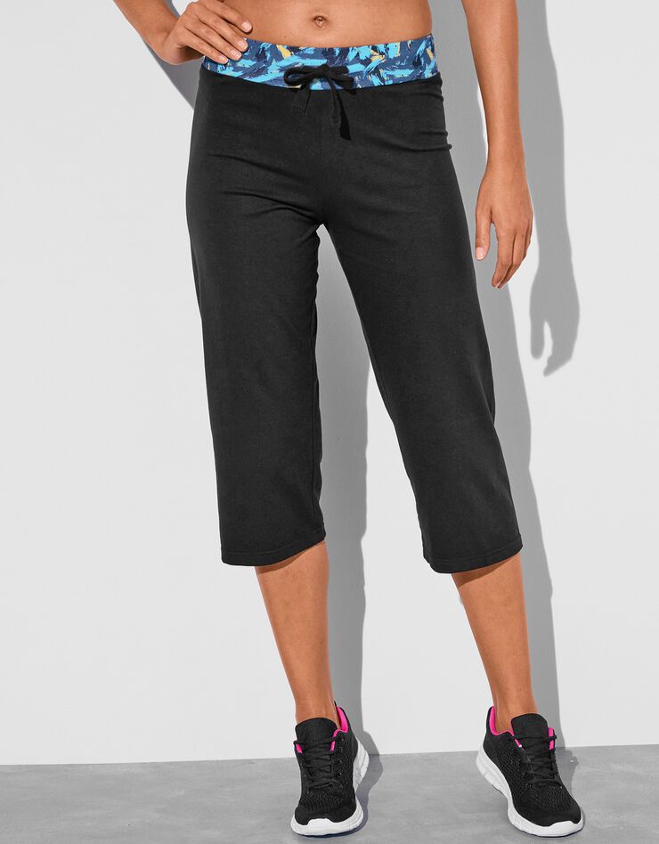 Pantacourt avec taille imprimée (noir / turquoise) Pantacourt avec taille imprimée (noir / turquoise)