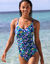 Maillot de bain 1 pièce imprimé sculptant Naga (bleu / vert)