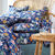 Linge de lit Kelly en coton imprimé floral (marine)
