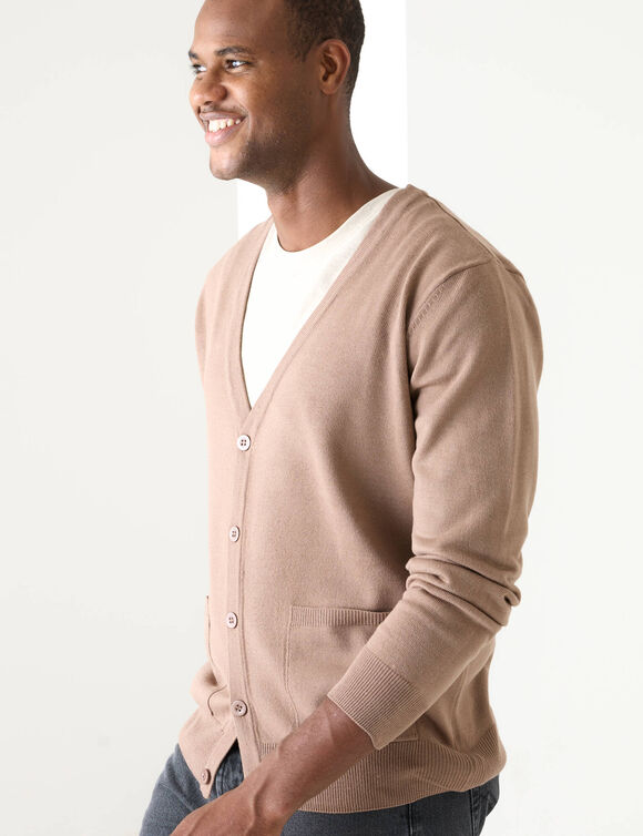 Gilet boutonn&eacute; manches longues (marron glac&eacute;)