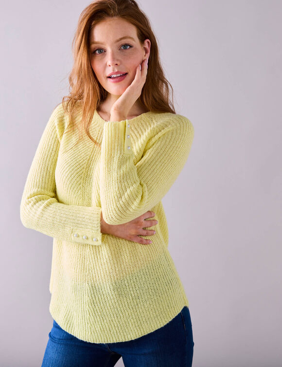 Pull évasé, maille anglaise toucher doux (jaune pâle)