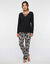 Pyjama pantalon empi&egrave;cement plumetis - imprim&eacute; tropical (noir)