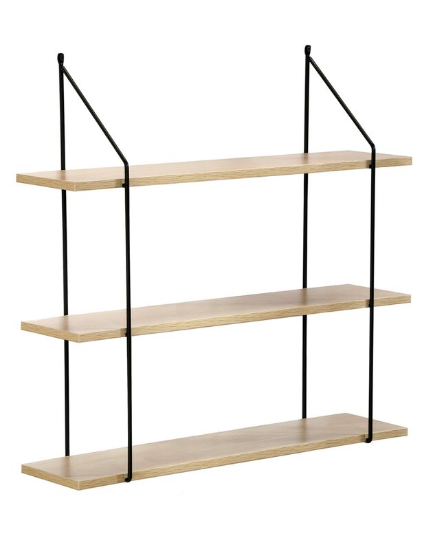 Etagère style industriel métal et bois - 3 tablettes (noir/bois)