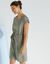 Robe boutonnée épaules, viscose unie (kaki)