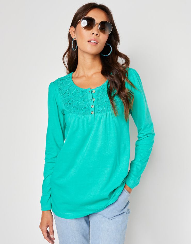 Tee-shirt macramé manches longues (vert) Tee-shirt macramé manches longues (vert)