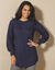 Pull-tunique maille fantaisie  (marine)