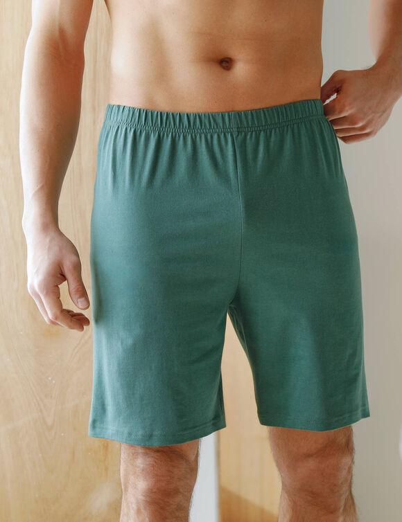 Short pyjama coton uni (vert foncé)