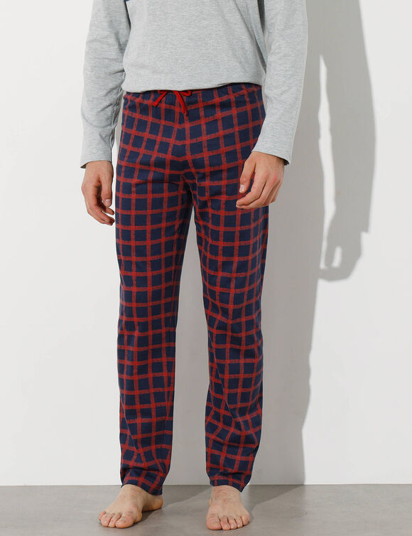 Pantalon pyjama imprimé carreaux (marine / rouge)