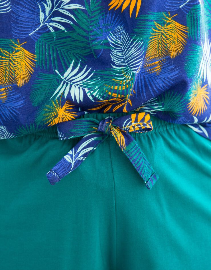 Short de pyjama en coton - uni tropical (émeraude)