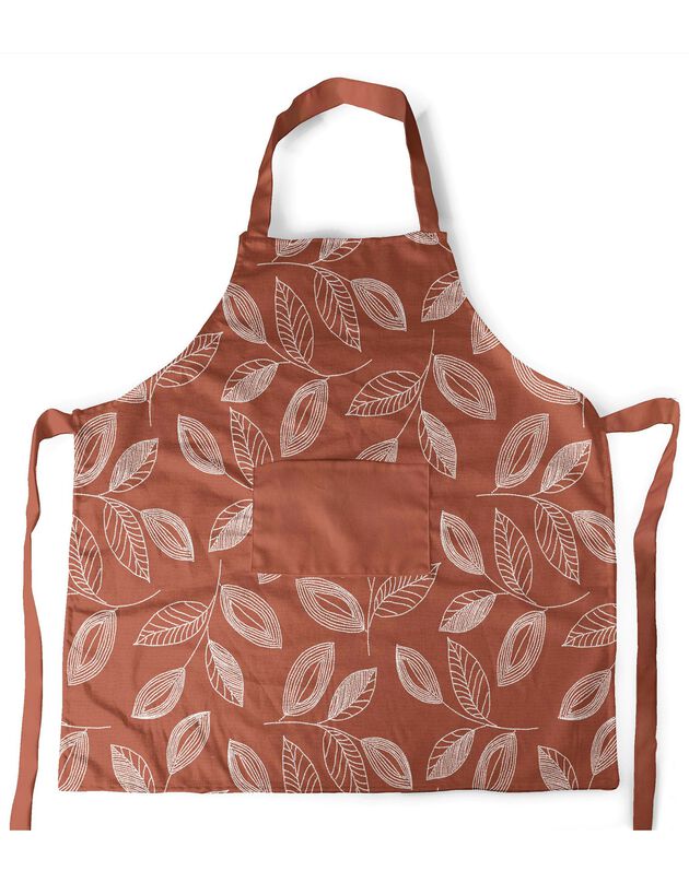 Tablier forme bavette anti tache polycoton imprimé (terracotta)