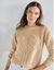 Pull col rond, maille fantaisie (beige)